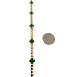 14k Yellow Gold 13g Malachite Clover Motif Curb Link Necklace 18"