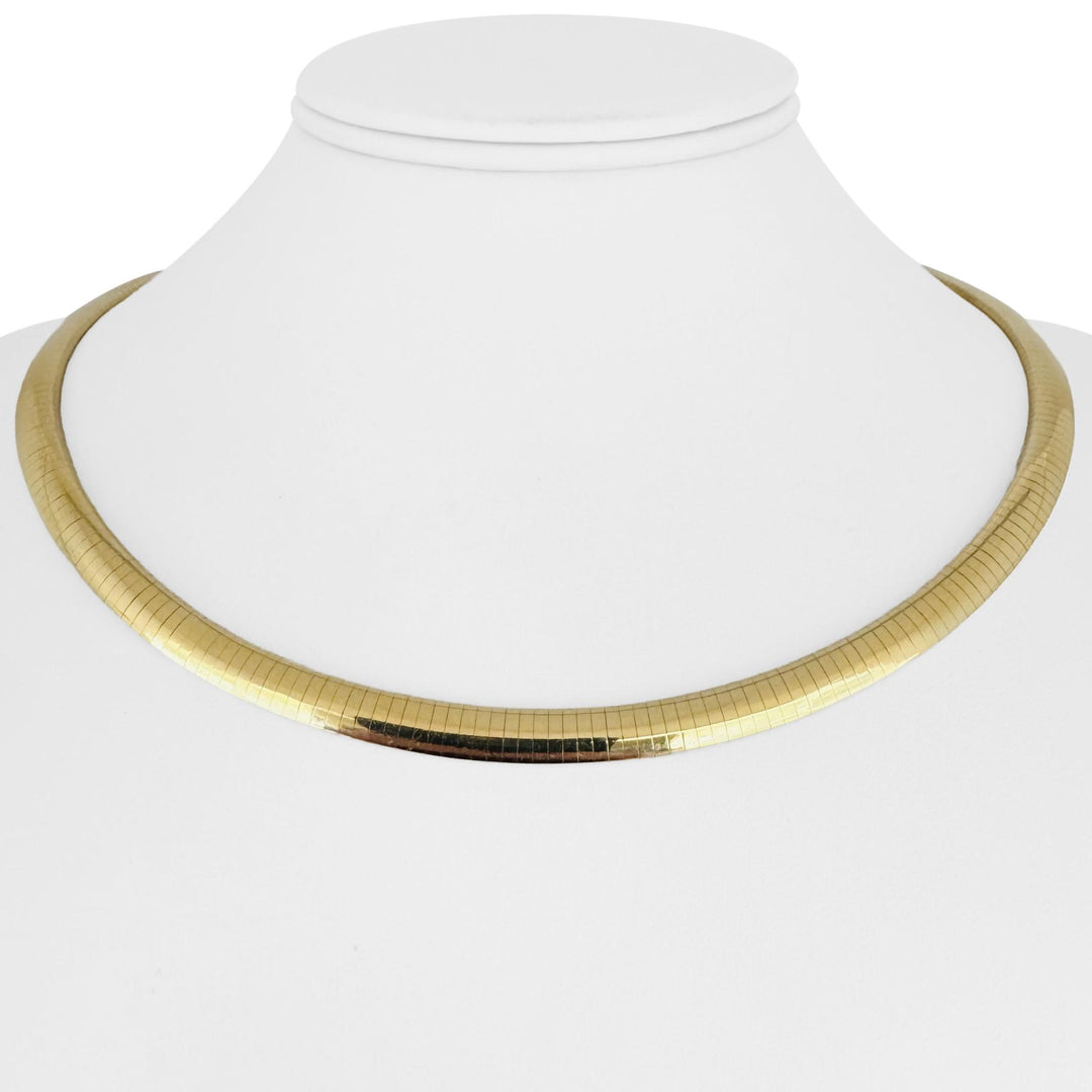 14k Yellow Gold 42g Solid Heavy 6mm Omega Link Necklace Italy 17"