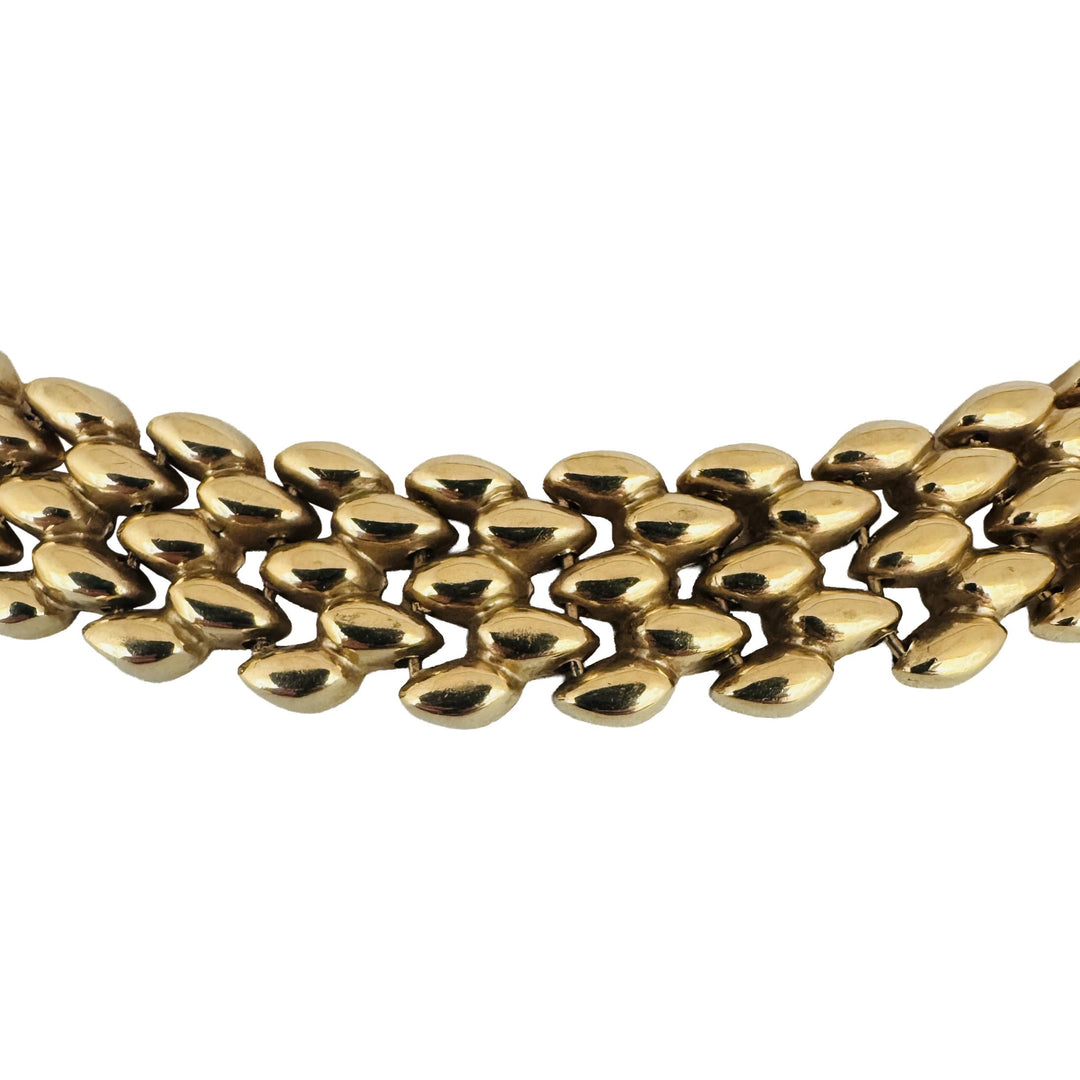 14k Yellow Gold 54.3g Heavy Polished 15mm Fancy Panther Link Necklace Italy 16"