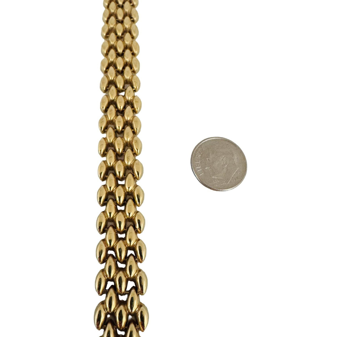 14k Yellow Gold 54.3g Heavy Polished 15mm Fancy Panther Link Necklace Italy 16"