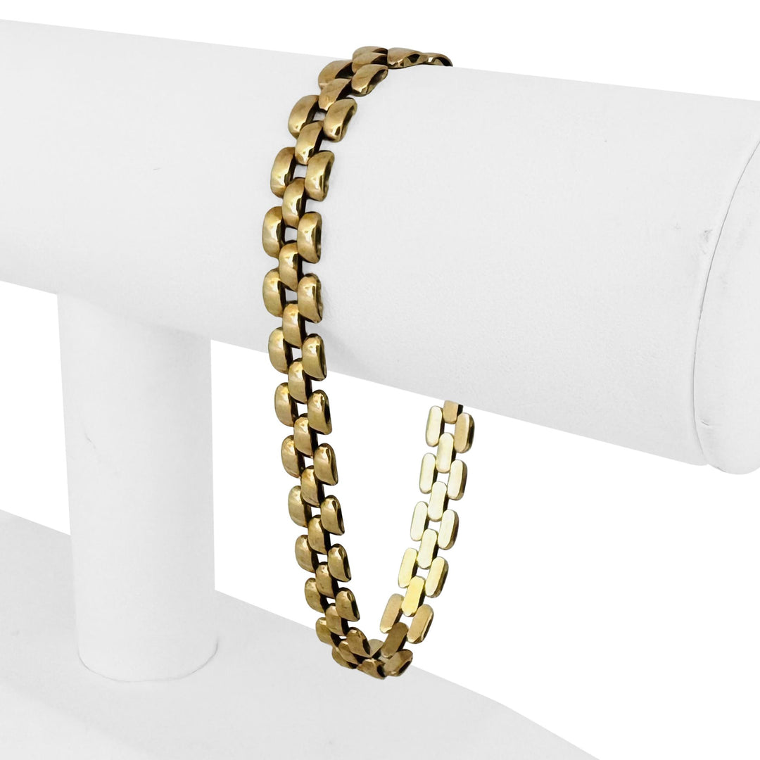 14k Yellow Gold 14.2g Vintage Polished 8mm Panther Link Bracelet Italy 8"