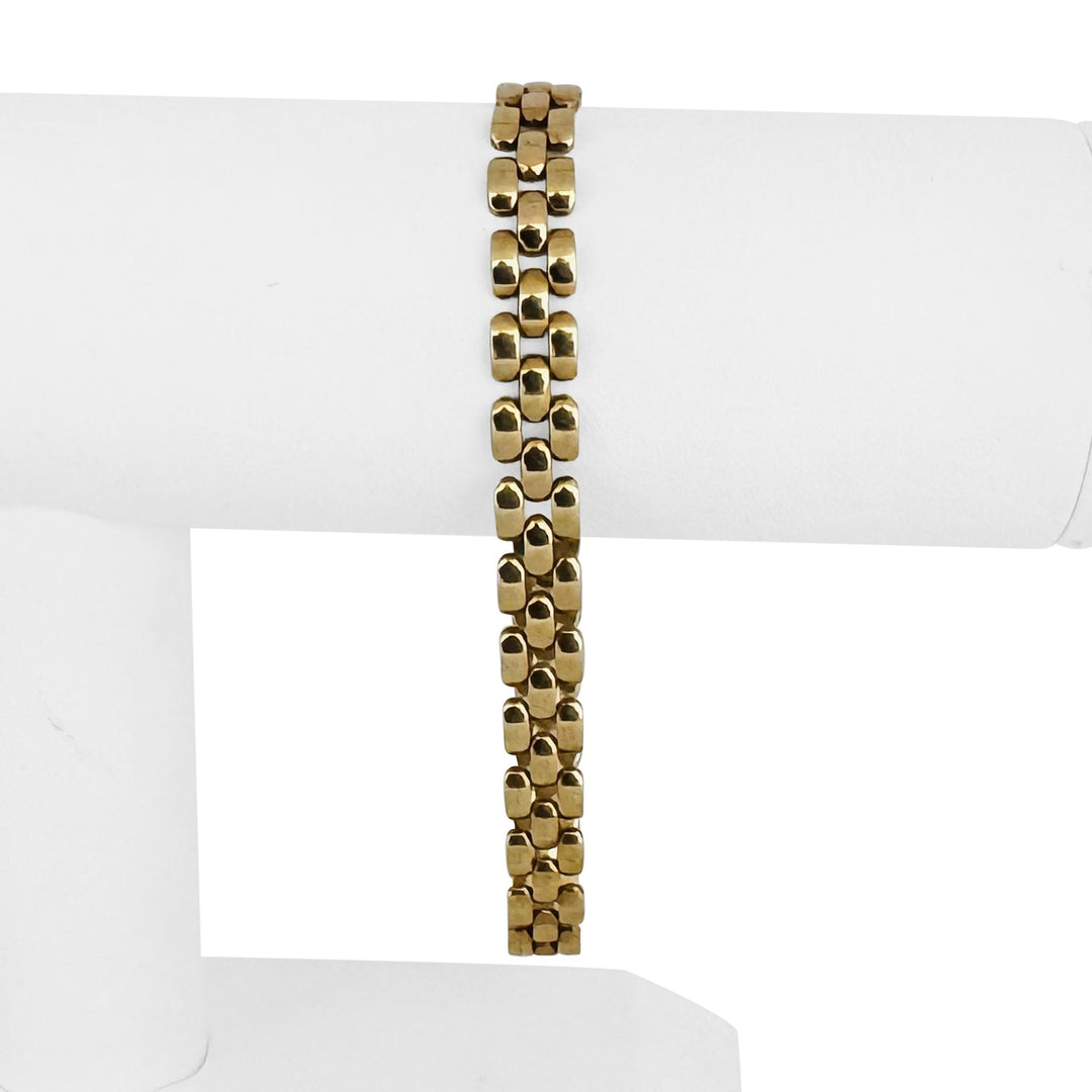 14k Yellow Gold 14.2g Vintage Polished 8mm Panther Link Bracelet Italy 8"