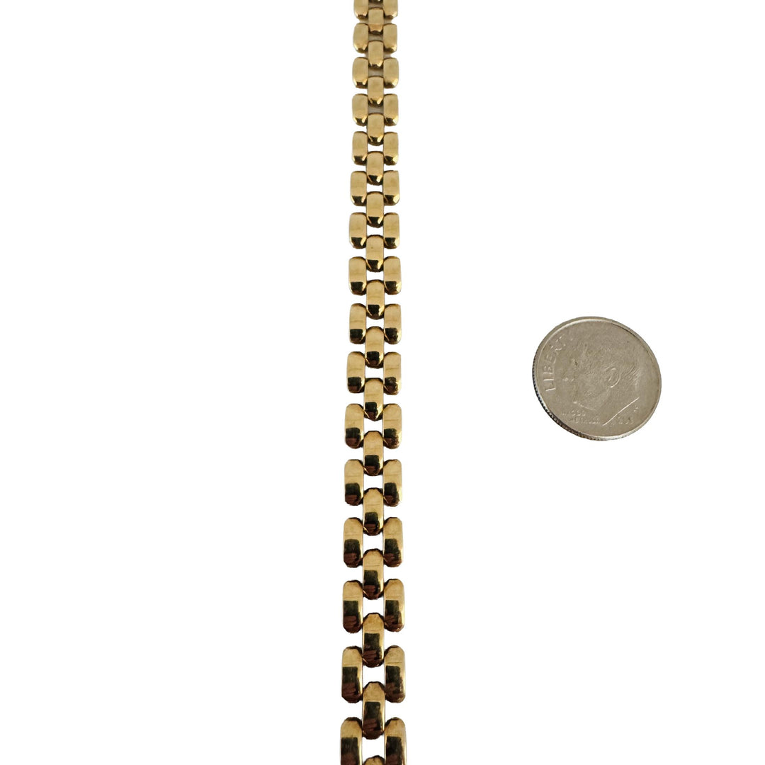 14k Yellow Gold 14.2g Vintage Polished 8mm Panther Link Bracelet Italy 8"