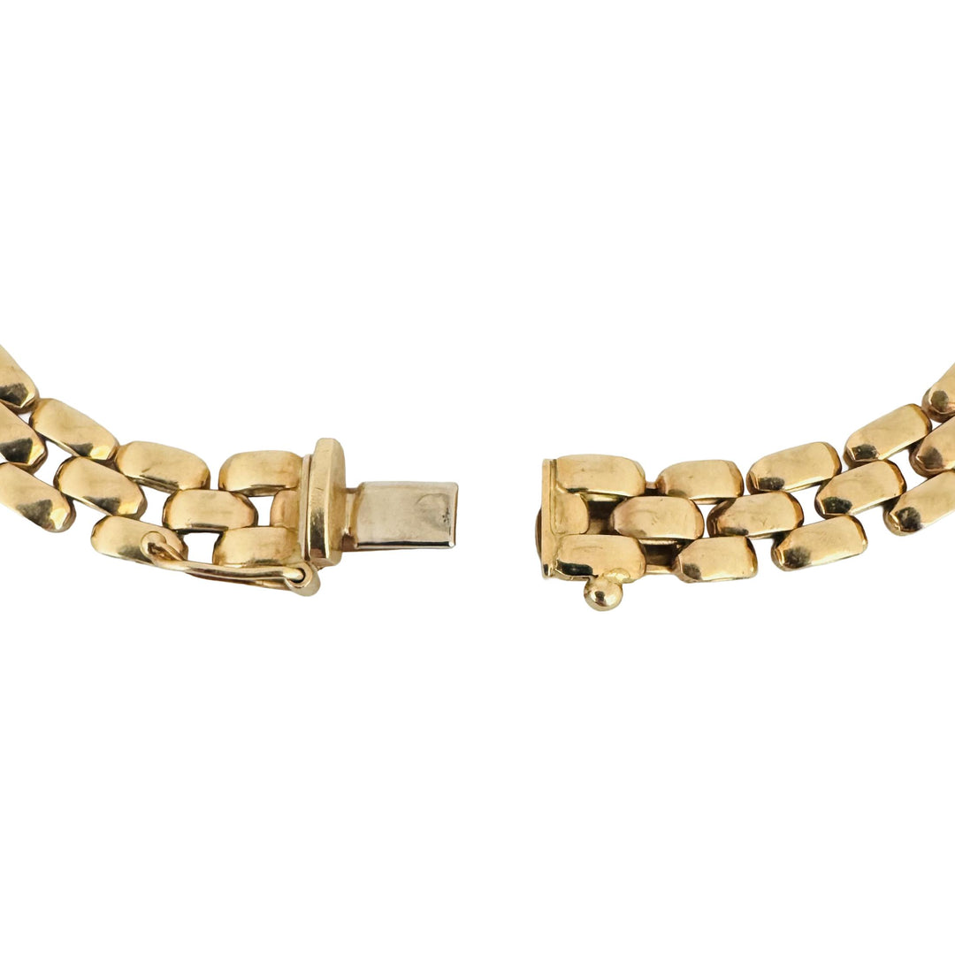 14k Yellow Gold 14.2g Vintage Polished 8mm Panther Link Bracelet Italy 8"