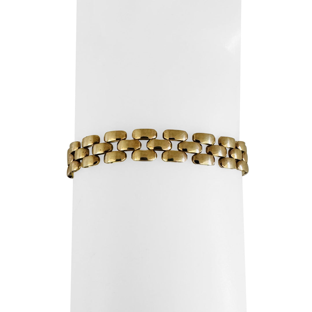 14k Yellow Gold 14.2g Vintage Polished 8mm Panther Link Bracelet Italy 8"