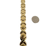 14k Yellow Gold 19.6g Thick 13mm XO Hugs and Kisses Link Bracelet Italy 7"