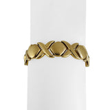 14k Yellow Gold 19.6g Thick 13mm XO Hugs and Kisses Link Bracelet Italy 7"