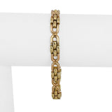 14k Yellow and Rose Gold 13.4g Ladies 7mm Fancy Link Bracelet Italy 7.25"