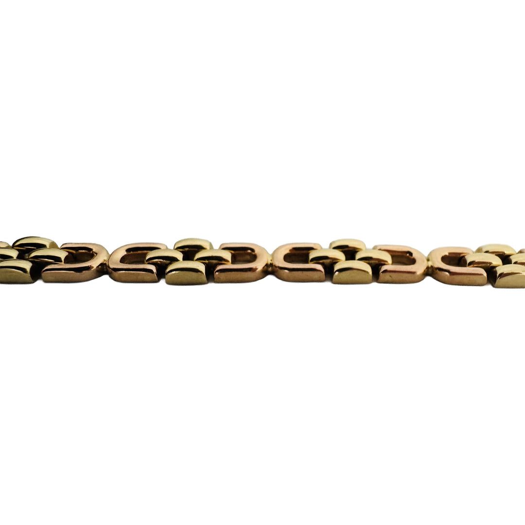 14k Yellow and Rose Gold 13.4g Ladies 7mm Fancy Link Bracelet Italy 7.25"