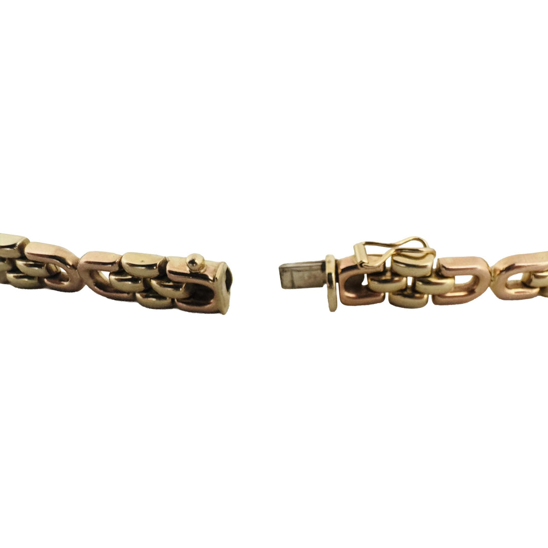 14k Yellow and Rose Gold 13.4g Ladies 7mm Fancy Link Bracelet Italy 7.25"