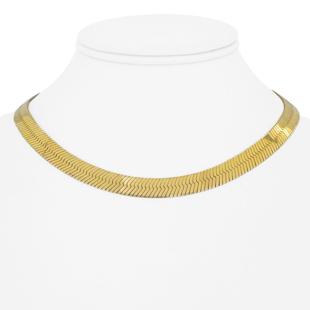 14k Yellow Gold 31.4g Solid Heavy 8mm Herringbone Link Necklace Italy 16"