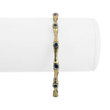 14k Two Tone Gold and Blue Sapphire 11.6g Flex Cuff Bangle 6.5"