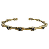 14k Two Tone Gold and Blue Sapphire 11.6g Flex Cuff Bangle 6.5"