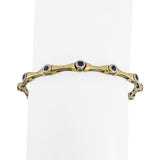 14k Two Tone Gold and Blue Sapphire 11.6g Flex Cuff Bangle 6.5"
