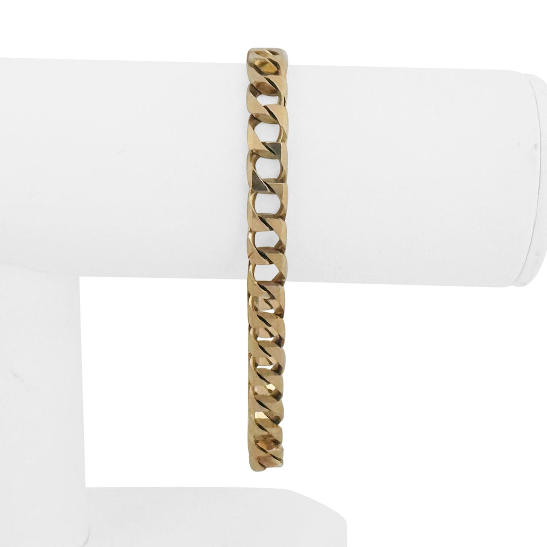 14k Yellow Gold 20.7g Solid Vintage Men's Squared Curb Link Bracelet Italy 8"