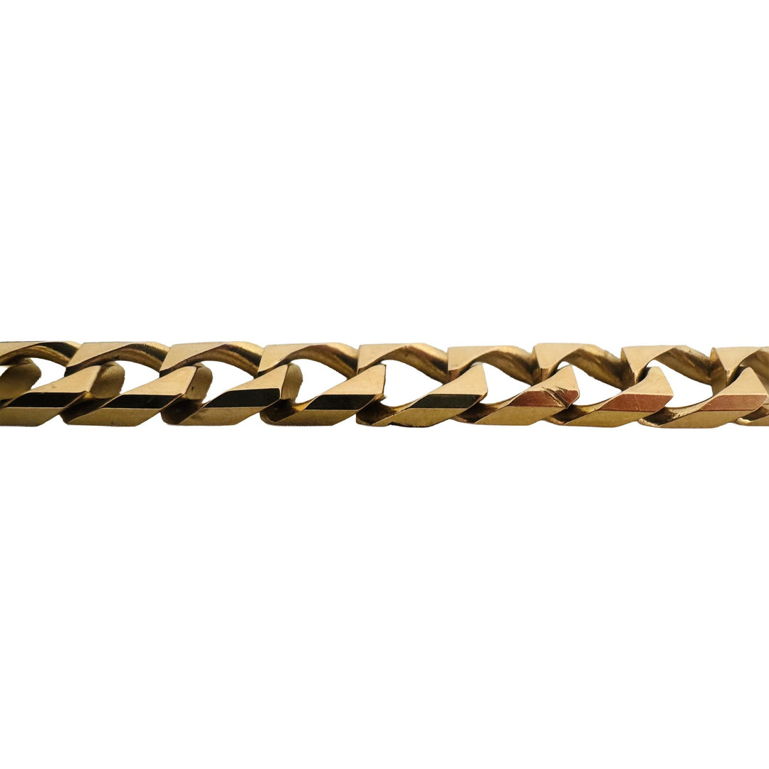 14k Yellow Gold 20.7g Solid Vintage Men's Squared Curb Link Bracelet Italy 8"