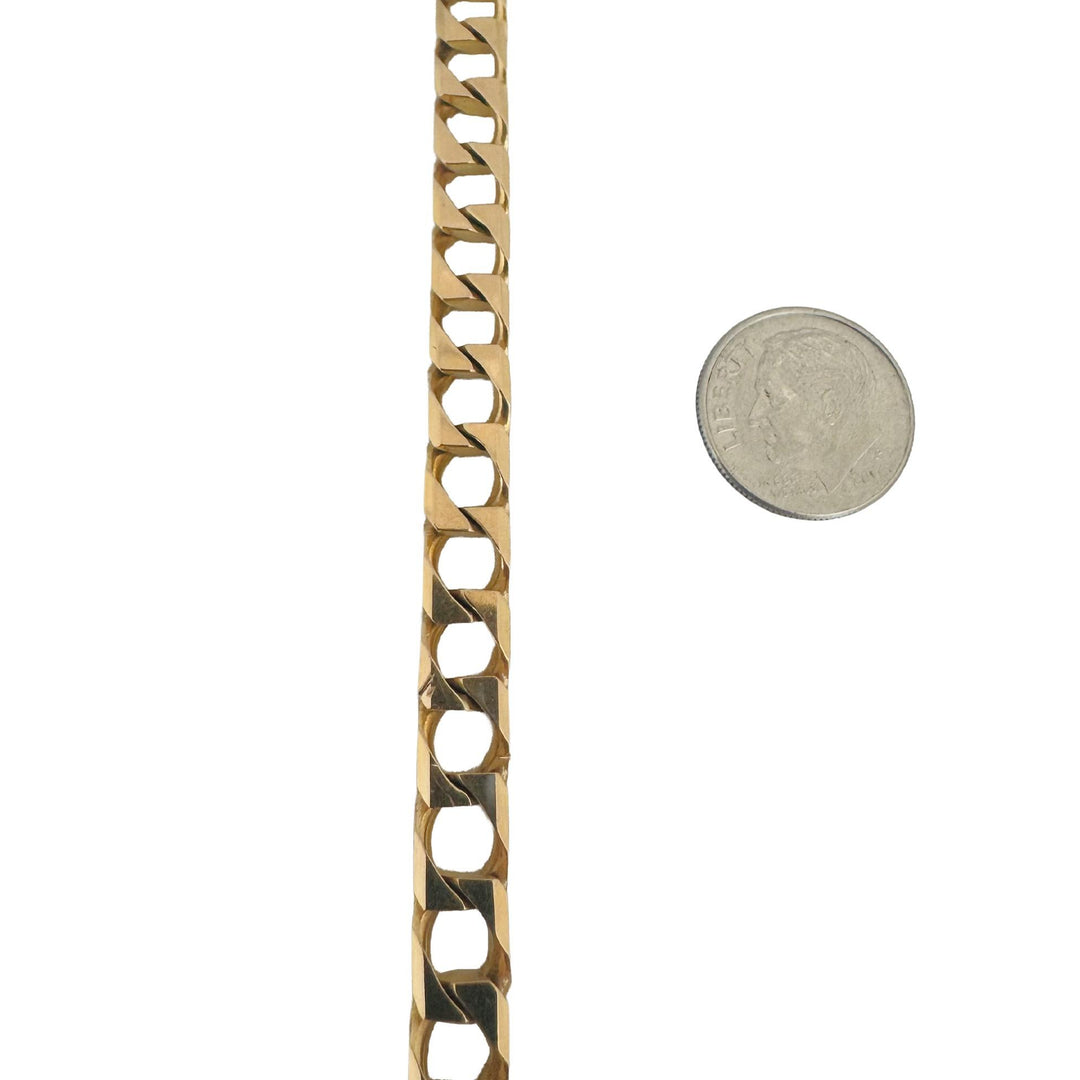 14k Yellow Gold 20.7g Solid Vintage Men's Squared Curb Link Bracelet Italy 8"
