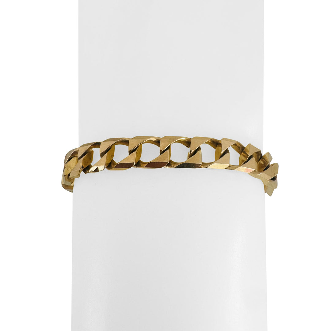 14k Yellow Gold 20.7g Solid Vintage Men's Squared Curb Link Bracelet Italy 8"