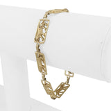 14k Yellow Gold 7g Ladies Diamond Cut 9mm Panther Panel Link Bracelet 7"