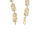 14k Yellow Gold 7g Ladies Diamond Cut 9mm Panther Panel Link Bracelet 7"