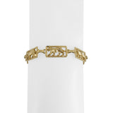 14k Yellow Gold 7g Ladies Diamond Cut 9mm Panther Panel Link Bracelet 7"