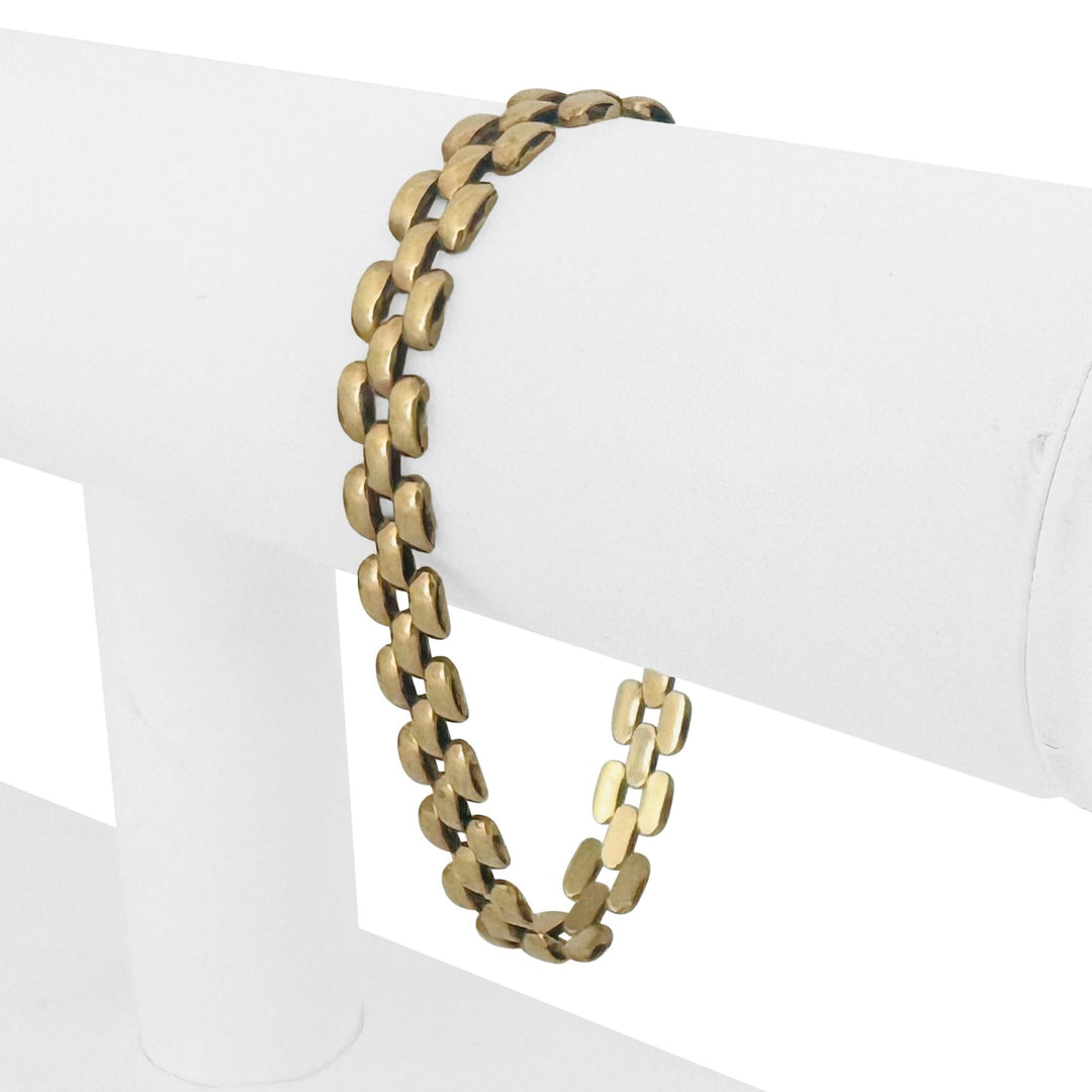 14k Yellow Gold 12.3g Vintage Polished 7.5mm Panther Link Bracelet Italy 7.25"