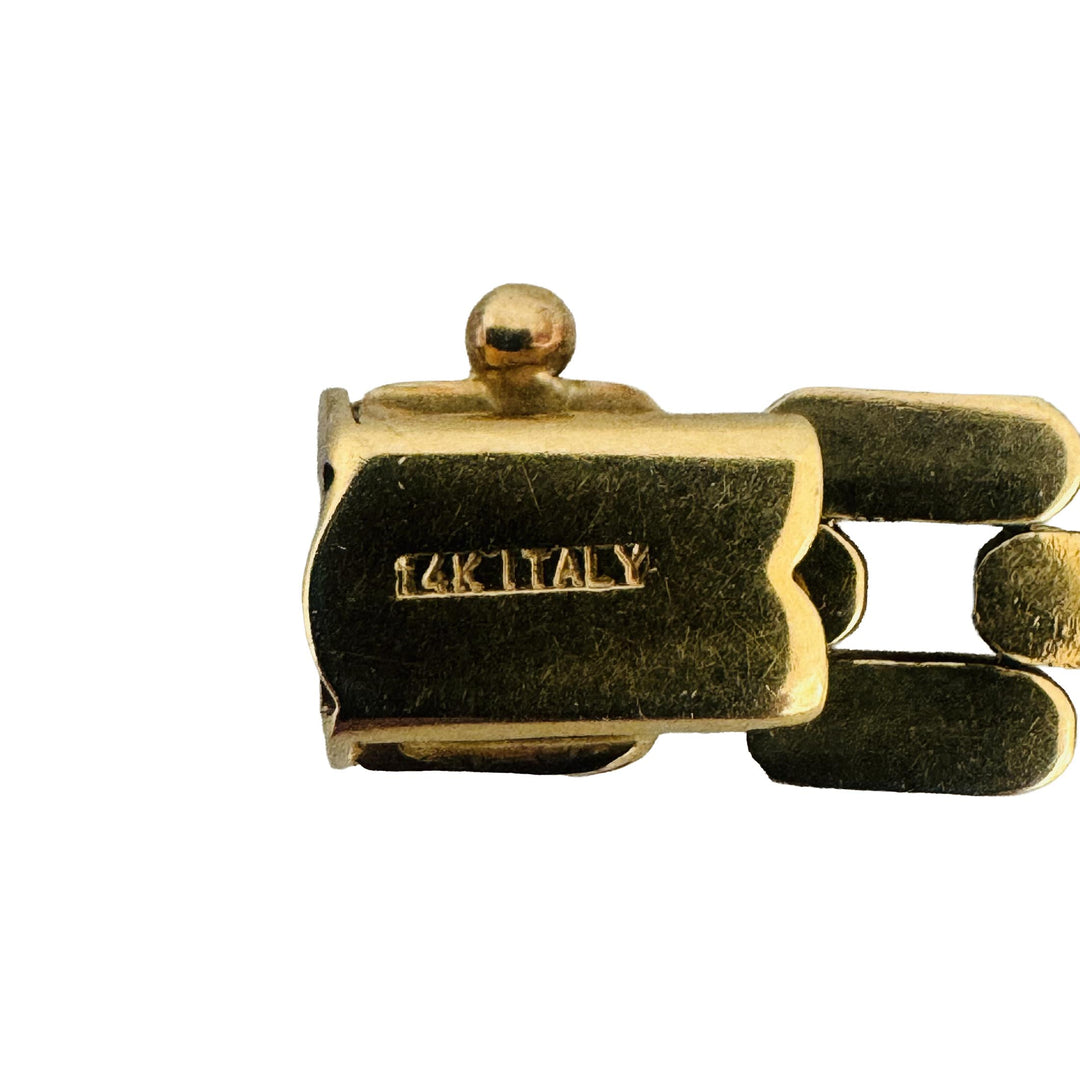 14k Yellow Gold 12.3g Vintage Polished 7.5mm Panther Link Bracelet Italy 7.25"