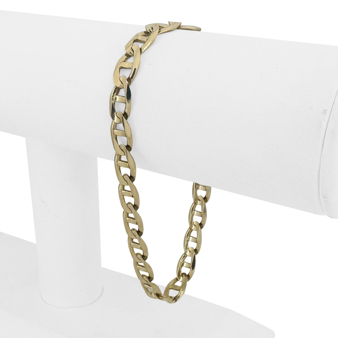 14k Yellow Gold 14g Solid Men's 7mm Mariner Link Bracelet Italy 8.25"