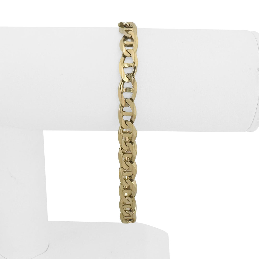 14k Yellow Gold 14g Solid Men's 7mm Mariner Link Bracelet Italy 8.25"