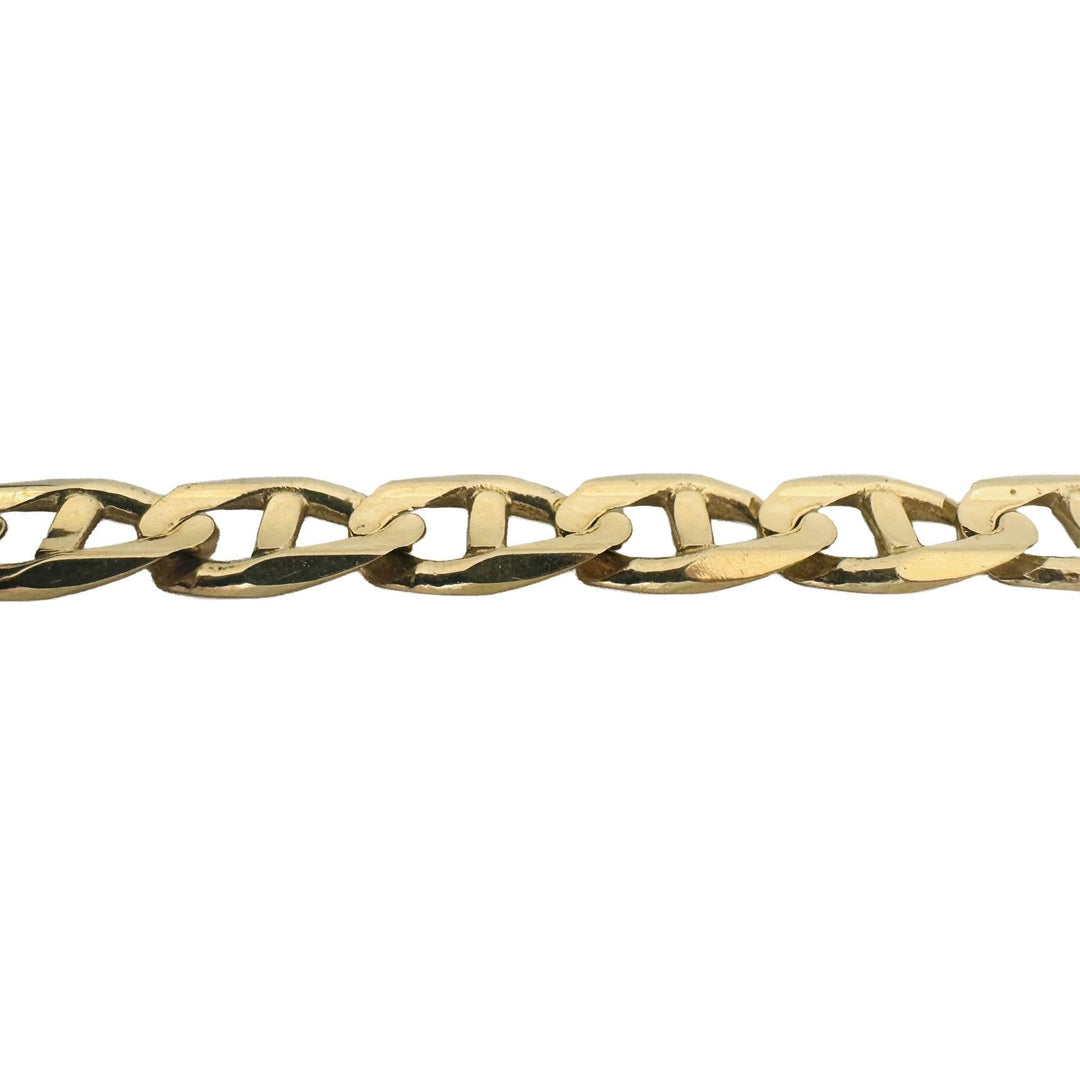 14k Yellow Gold 14g Solid Men's 7mm Mariner Link Bracelet Italy 8.25"