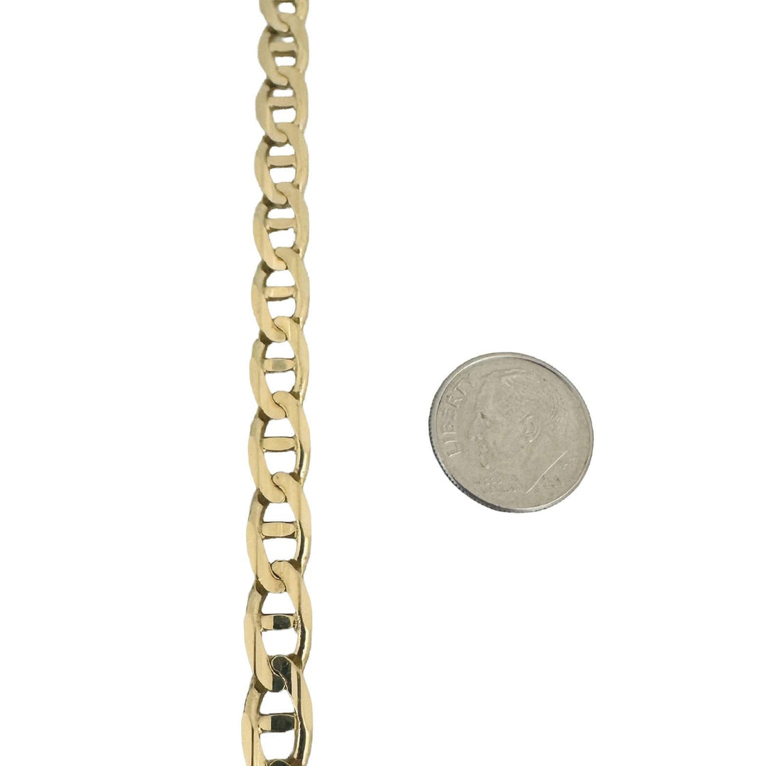 14k Yellow Gold 14g Solid Men's 7mm Mariner Link Bracelet Italy 8.25"