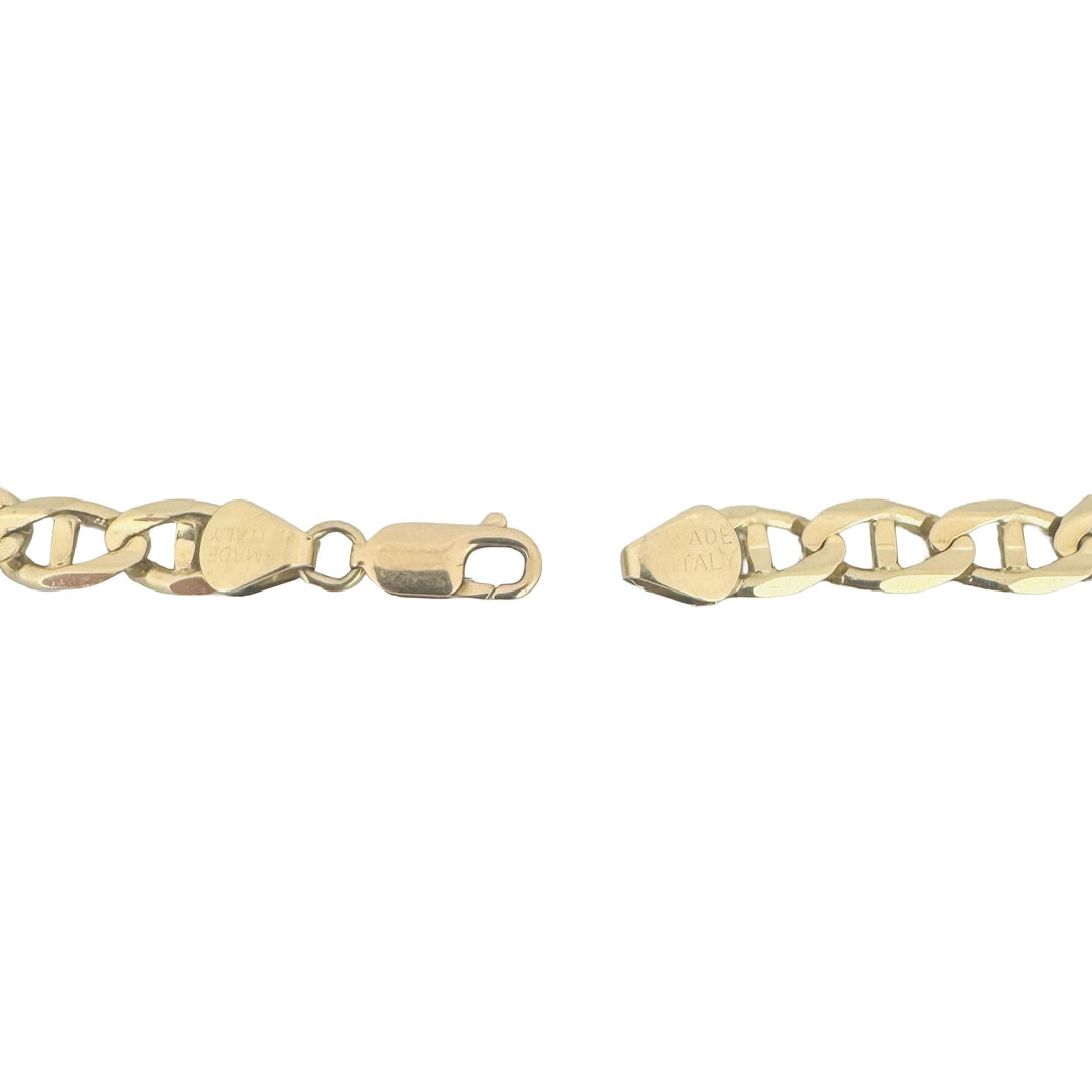 14k Yellow Gold 14g Solid Men's 7mm Mariner Link Bracelet Italy 8.25"