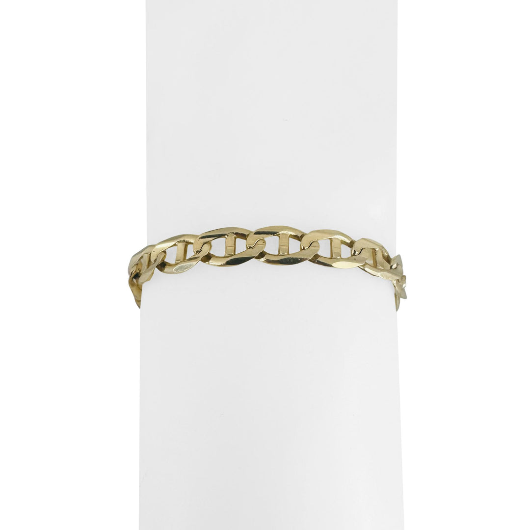 14k Yellow Gold 14g Solid Men's 7mm Mariner Link Bracelet Italy 8.25"