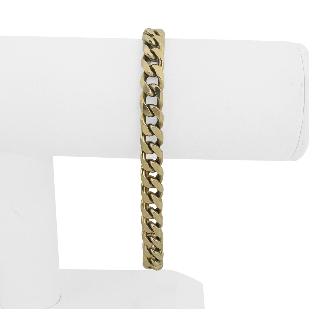 14k Yellow Gold 28.8gg Solid Heavy Men's 7.5mm Curb Link Bracelet 8.25"