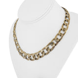 14K Yellow Gold 28.7g Semi Solid Graduated Double Curb Link Necklace Italy 17"