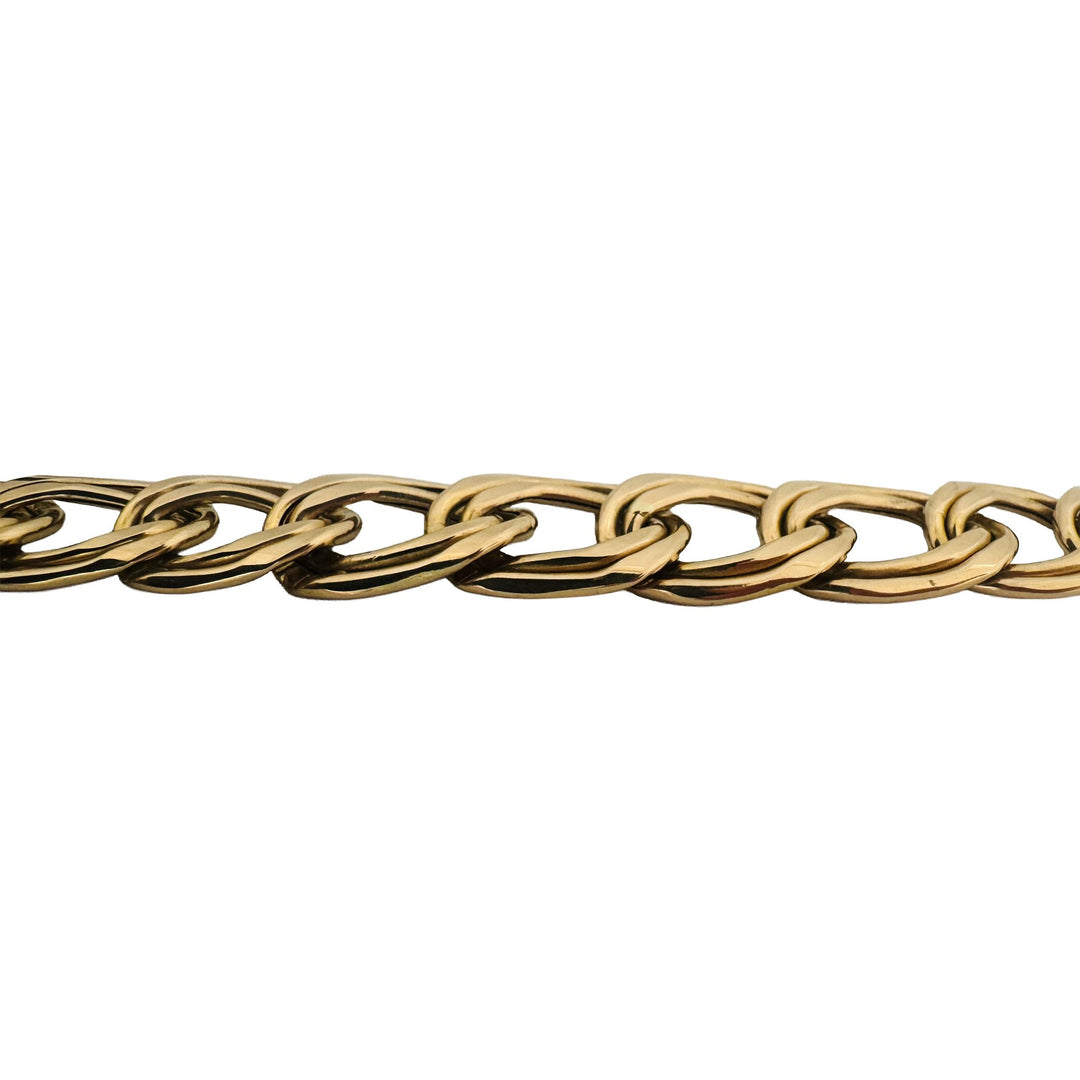 14K Yellow Gold 28.7g Semi Solid Graduated Double Curb Link Necklace Italy 17"