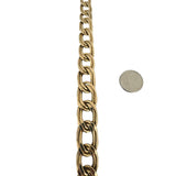 14K Yellow Gold 28.7g Semi Solid Graduated Double Curb Link Necklace Italy 17"