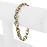 14k Yellow and White Gold 9.8g Ladies 10mm Fancy Link Bracelet Italy 7.5"