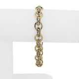 14k Yellow and White Gold 9.8g Ladies 10mm Fancy Link Bracelet Italy 7.5"