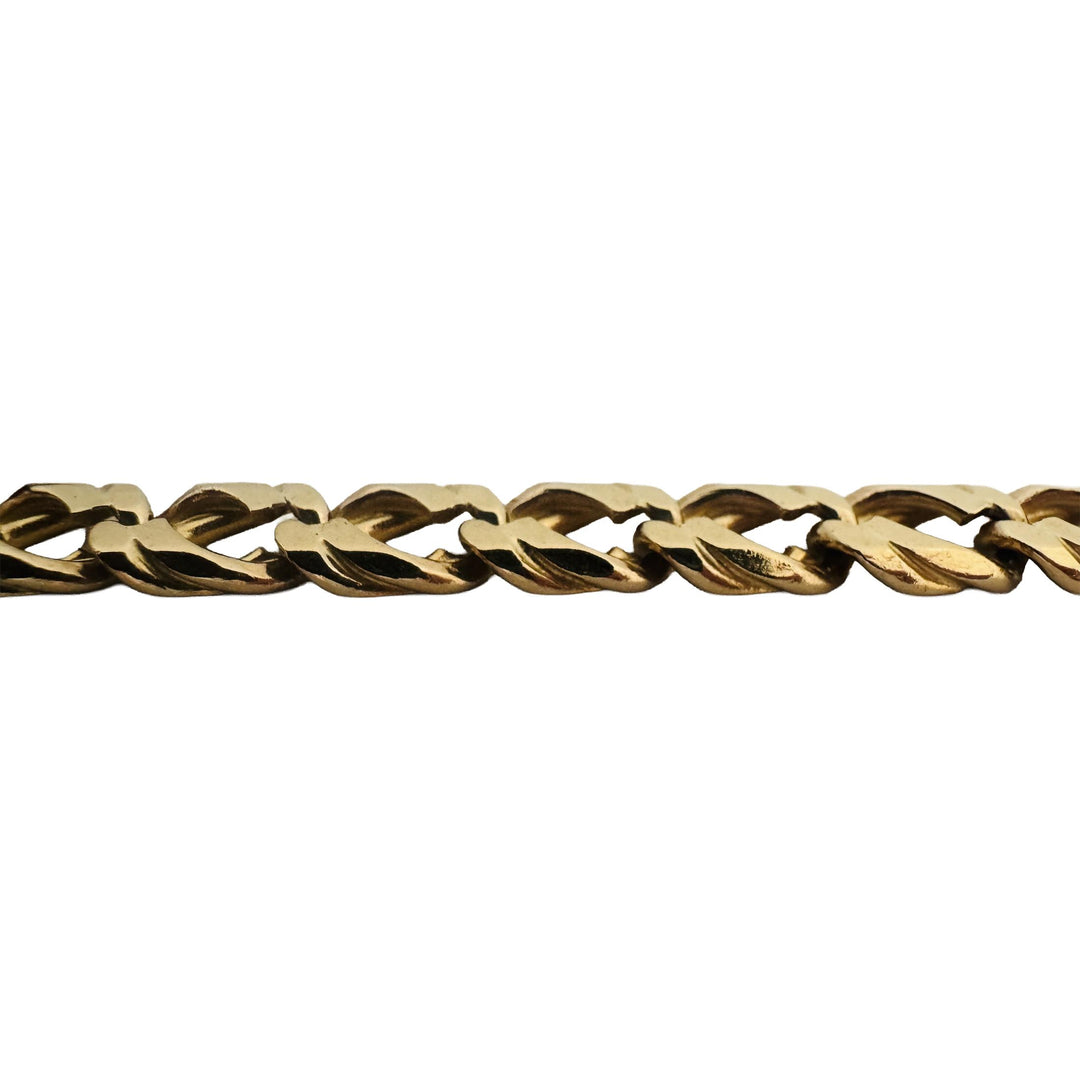 14k Yellow Gold 30.4g Solid Vintage Men's Fancy Curb Link Bracelet Italy 9"