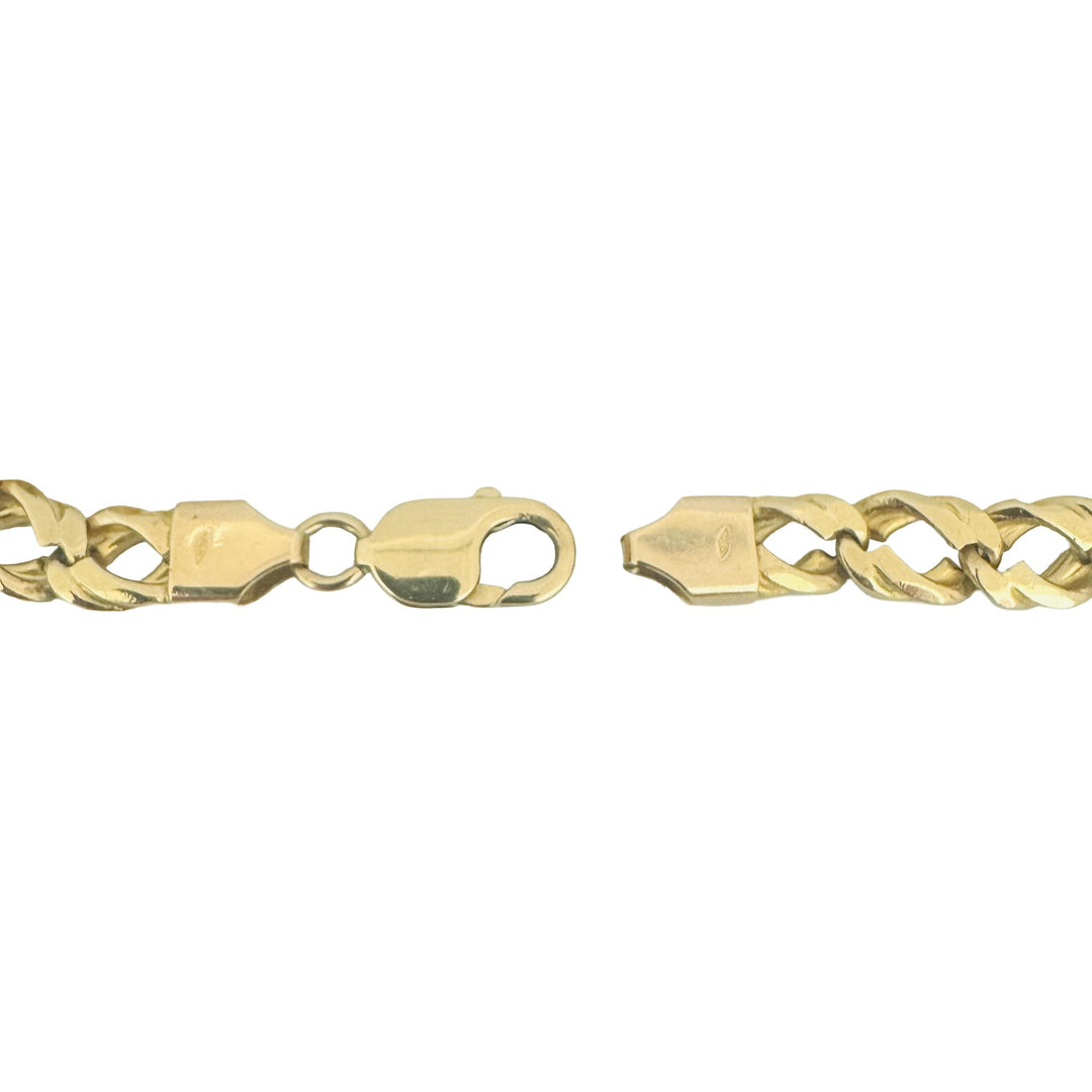 14k Yellow Gold 30.4g Solid Vintage Men's Fancy Curb Link Bracelet Italy 9"