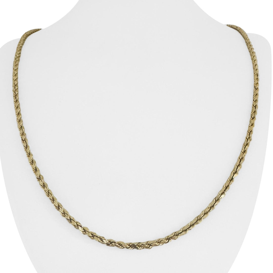 14k Yellow Gold 18.7g Solid 3mm Diamond Cut Rope Chain Necklace 24"