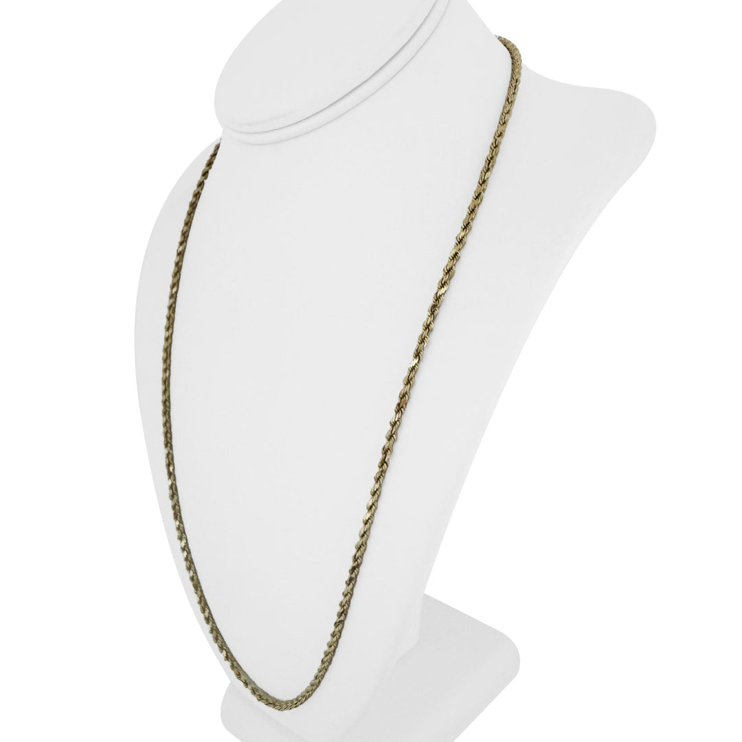 14k Yellow Gold 18.7g Solid 3mm Diamond Cut Rope Chain Necklace 24"