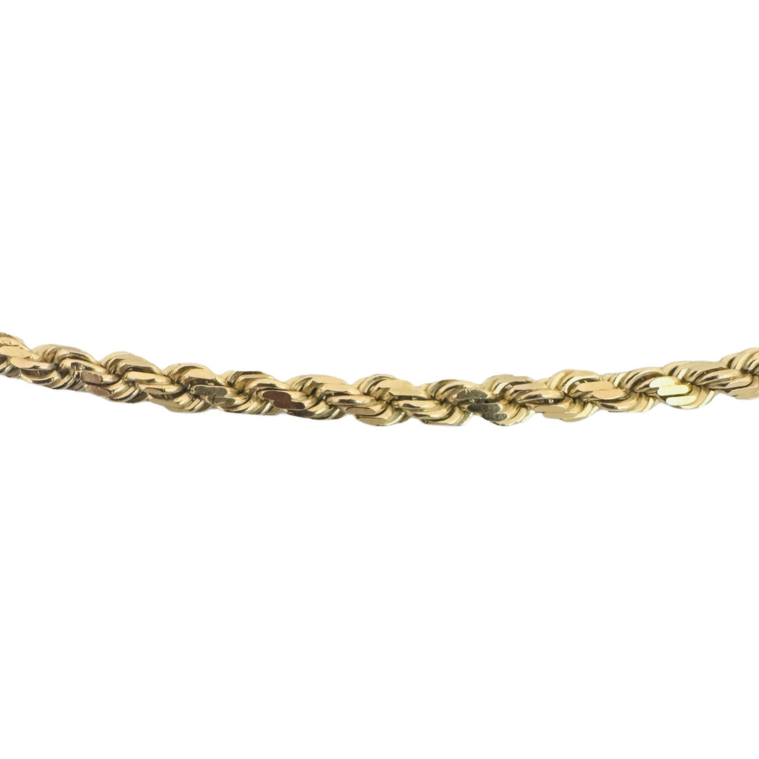 14k Yellow Gold 18.7g Solid 3mm Diamond Cut Rope Chain Necklace 24"