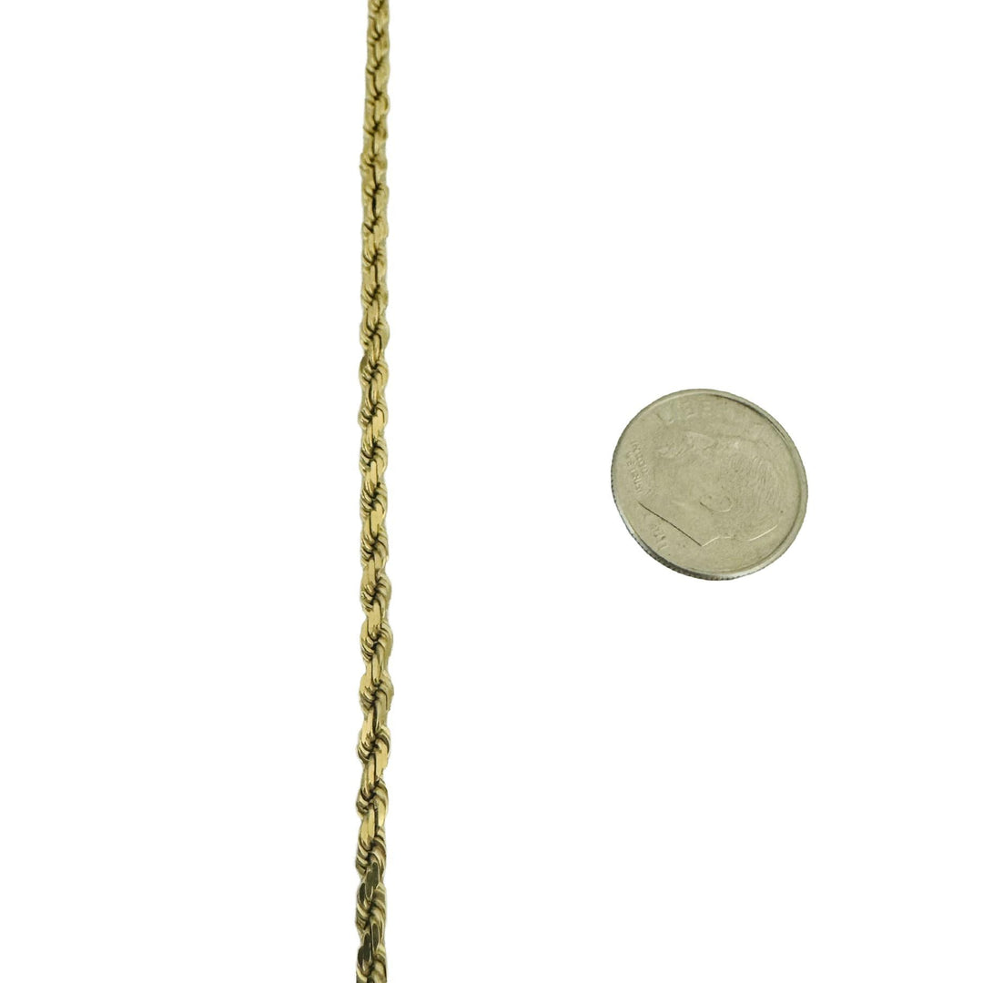 14k Yellow Gold 18.7g Solid 3mm Diamond Cut Rope Chain Necklace 24"