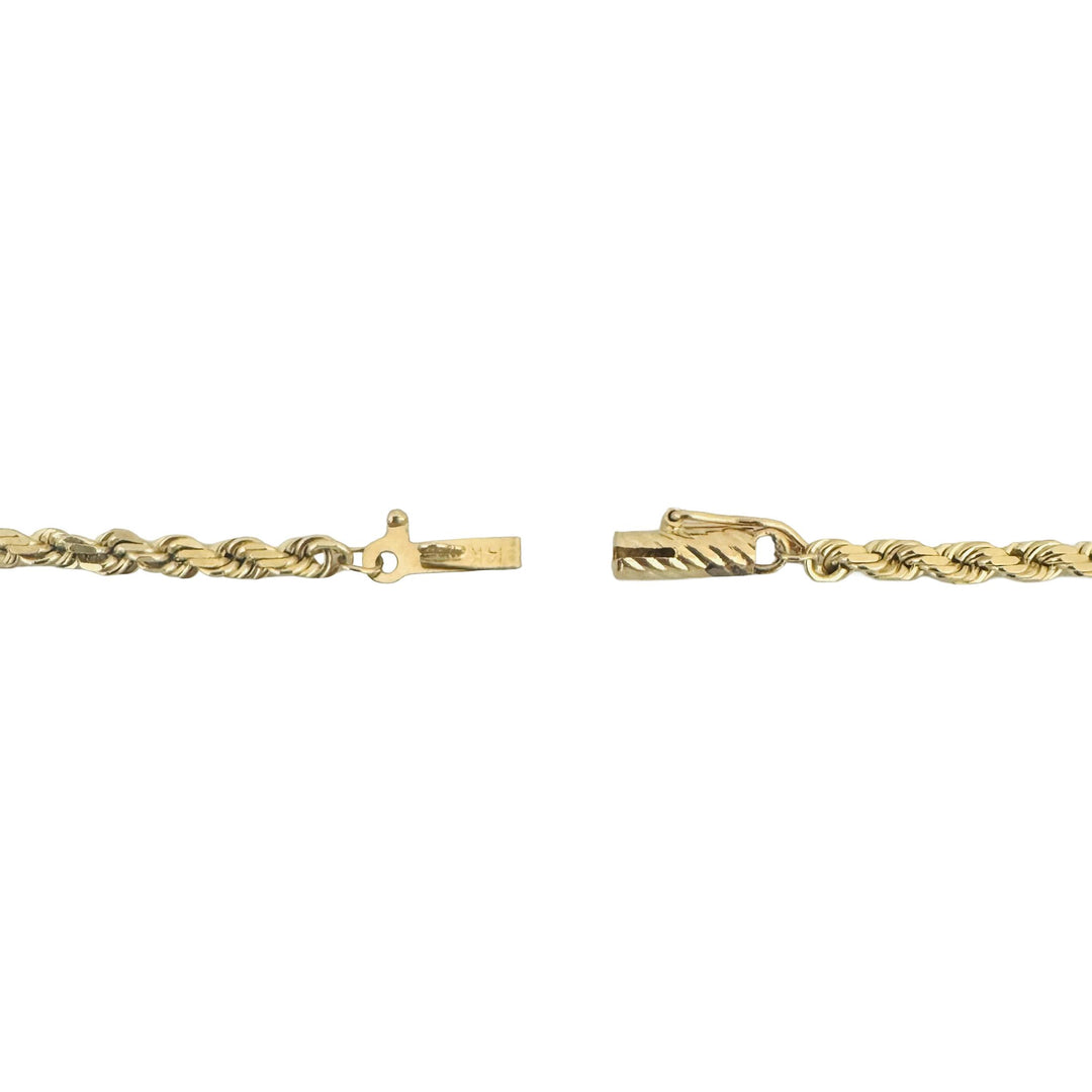 14k Yellow Gold 18.7g Solid 3mm Diamond Cut Rope Chain Necklace 24"