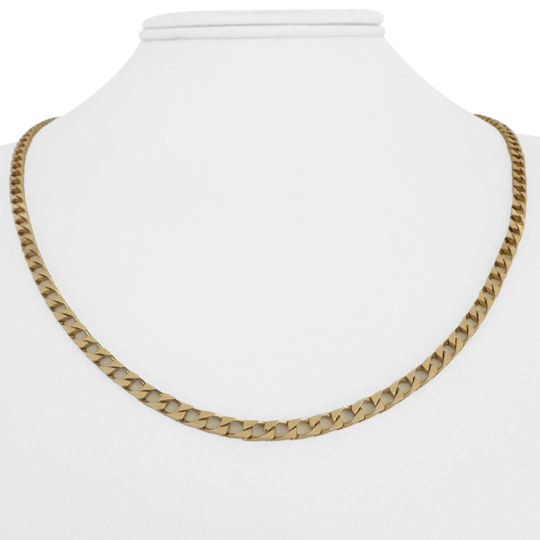 14k Yellow Gold 13.7g Vintage Squared 3mm Curb Link Chain Necklace Italy 20"