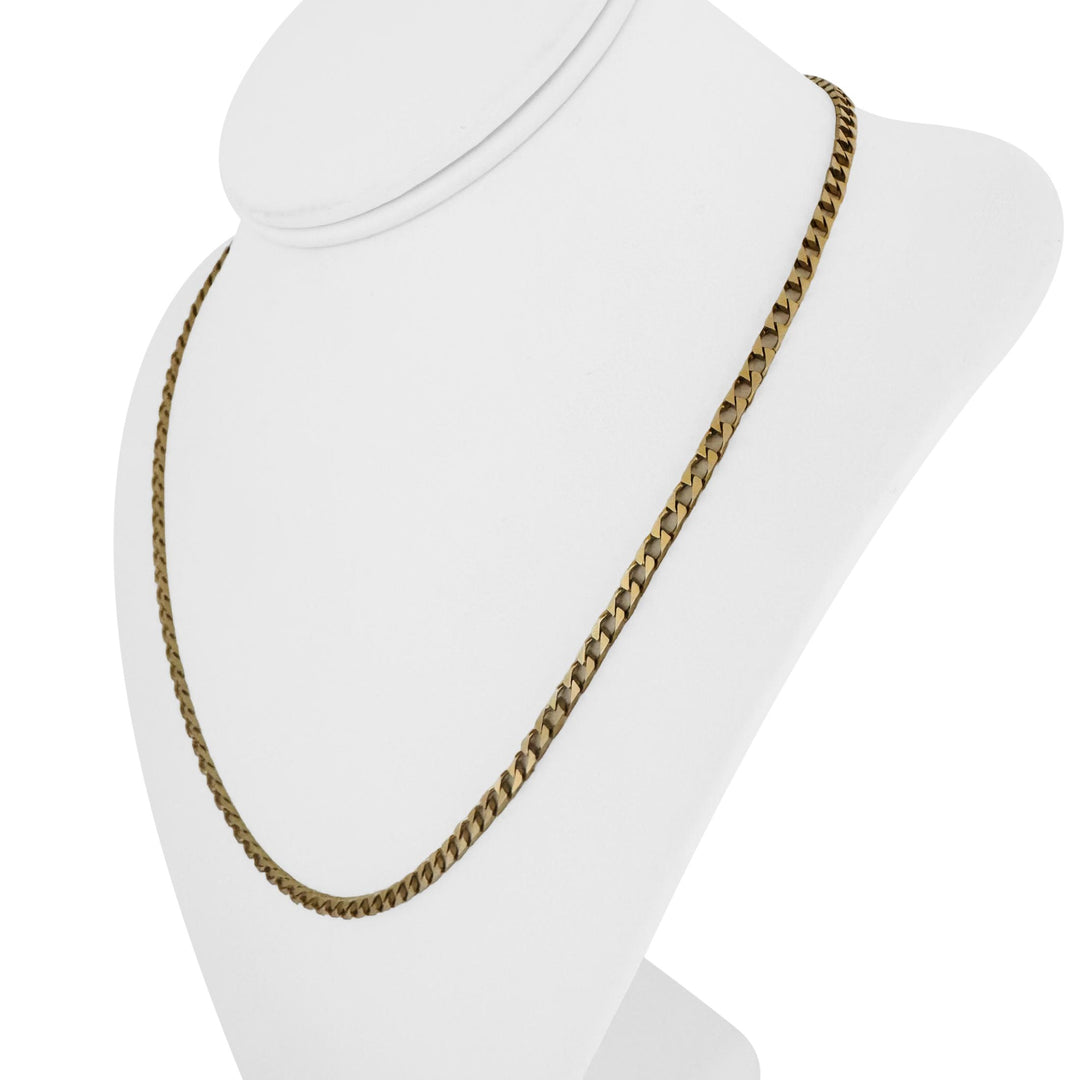 14k Yellow Gold 13.7g Vintage Squared 3mm Curb Link Chain Necklace Italy 20"
