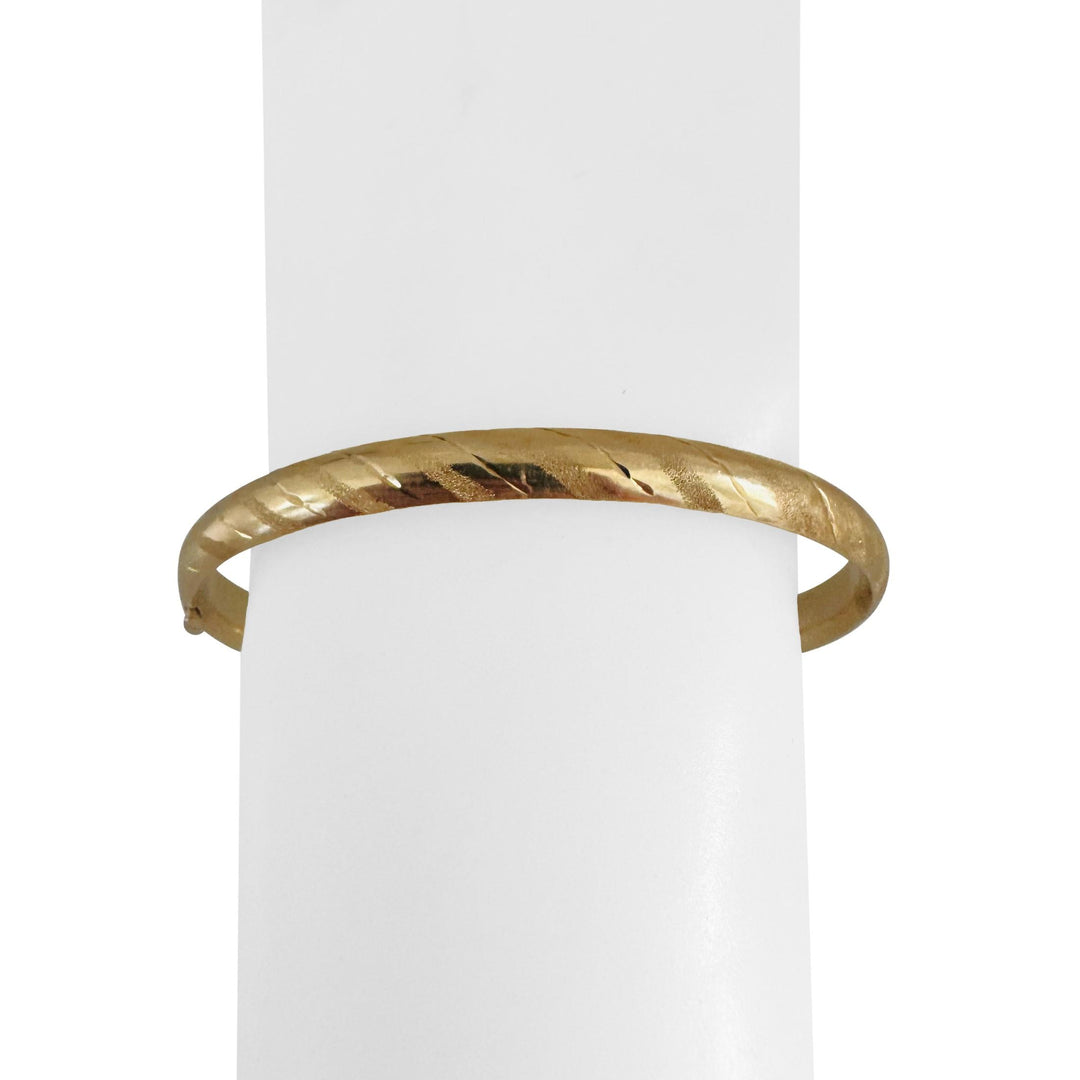 14k Yellow Gold 6.2g Ladies Striped 6mm Bangle Bracelet 7.25"
