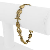 14k Yellow Gold 9.5g Diamond Cut Beach Ocean Charm Link Bracelet 7.25"